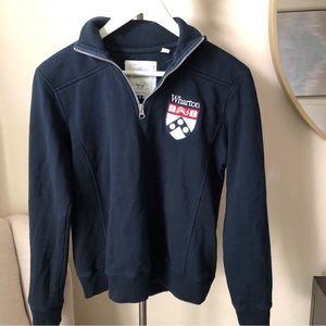 League Small Zip Wharton School of Business Navy Sweater Sweatshirt Pennsylvania